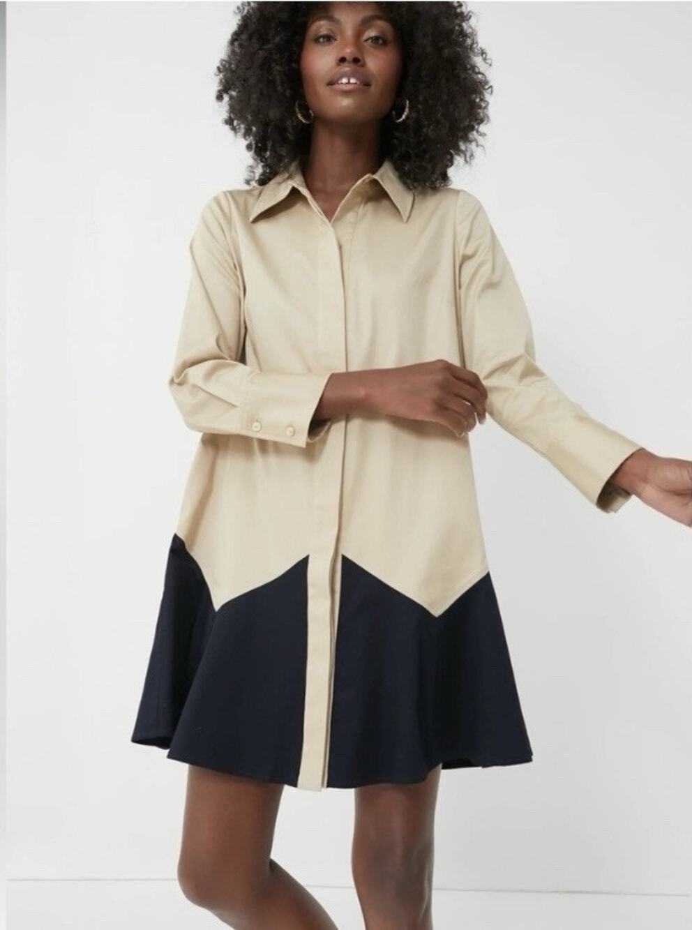 Tuckernuck Sand Roux button up structured colorblock mini dress WOMENS SMALL